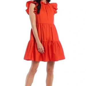 Antonio Melani X Kimberly Whitman Orange Tier Ruffle Dress